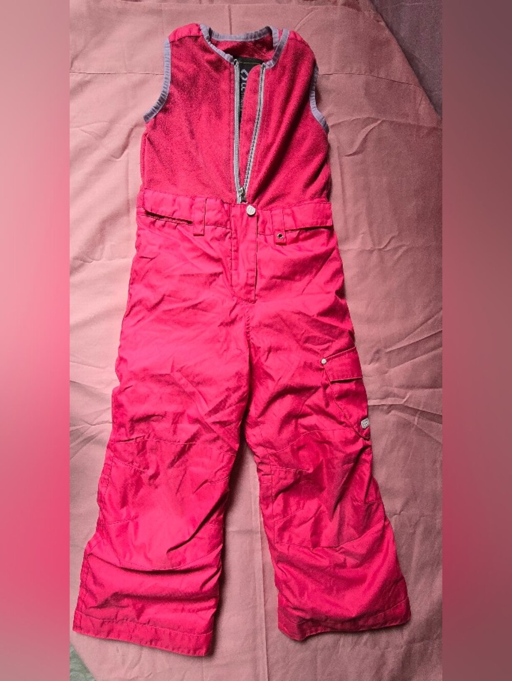 Kids Pink Insulated Snow Bib Pants